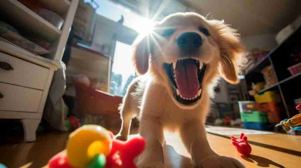 Puppy playing with Kong toy Puppy playing with Kong toy