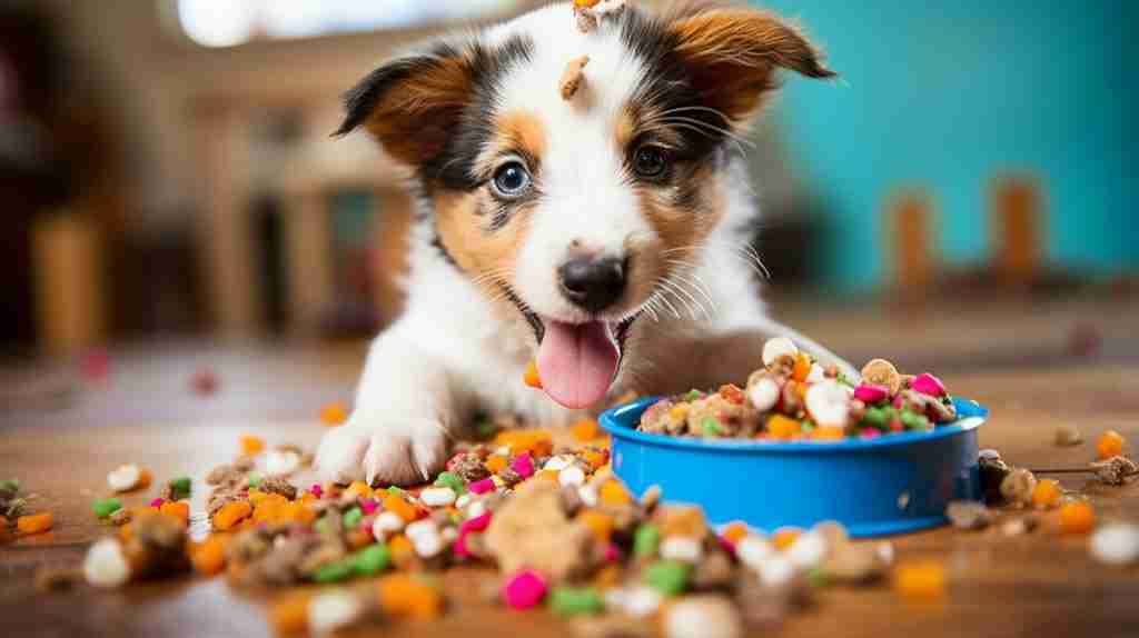 puppy eating from a bowl puppy eating from a bowl