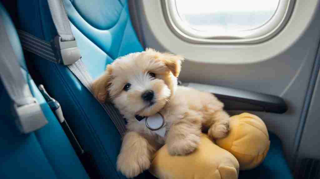 puppy in plane